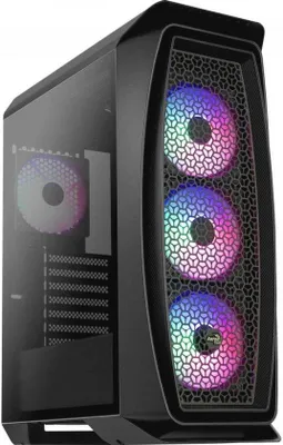 Productafbeelding van Gaming PC-behuizing Micro-ATX met zijvenster en 4 RGB-ventilatoren - Zwart