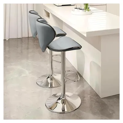 Produktbild von Barhocker-Set mit 2 Stühlen, Moderne Barhocker mit Rückenlehne und Fußstütze, höhenverstellbare Drehstühle für die Theke
