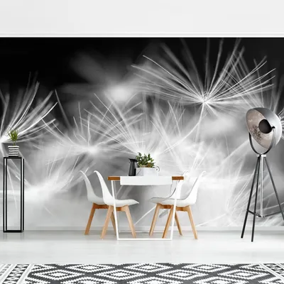 Produktbild von Fototapete Blumen - Vliestapete - Bildtapete UV-beständig Design schwarz weiss Motiv Wandtapete geruchsfrei