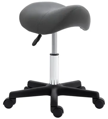 Productafbeelding van Rolkruk, zadelvormige zitting, in hoogte verstelbaar, 360° draaibaar, kunstleer, grijs, 48 x 47 x 45-59 cm