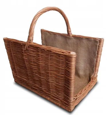 Image de Ogrodzenia Wiklinowe Petit panier à bûches en osier 47x30 cm pour bois de cheminée avec anses