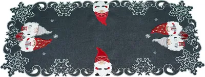 Produktbild von Tischläufer AMIRA Weihnachten Wichtel Polyester dunkelgrau 40 x 85 cm