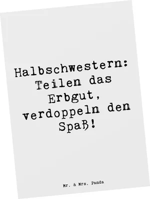 Produktbild von Mr. & Mrs. Panda Postkarte Spruch Halbschwester Freude - Weiß - Geschenk, Verwandte, Fotokarte, Familiengeschenke, Familiendynamik, Patchworkfamilie, Ansichtskarte