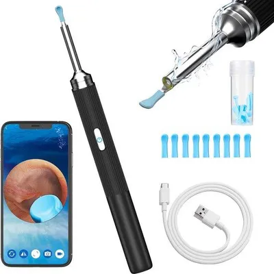 Produktbild von Otoscoop für Entfernung von Ohrwax - 5MP HD Ohrreiniger - 360° Weitwinkel Ohrreinigungsskop - WiFi Ohrreinigungskamera mit LED-Beleuchtung