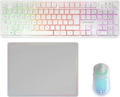 Image de Mars Gaming MCPWXWES, sans fil, RF sans fil + USB, commutateur à membrane, QWERTY, LED RVB, blanc