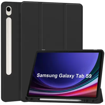 Produktbild von Samsung Galaxy Tab S10 Lite / S10 FE / S9 FE / S9 Hülle - Coverup Tri-Fold Ständer Klapphülle mit Schlaf/Wach-Funktion und Stylushalter - Schwarz
