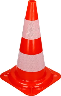 Obrázok produktu pre ECD Nemecko 1 dopravný kužeľ 47 cm, oranžovo-biely, dopravný kužeľ s 2 reflexnými pruhmi, stohovateľný a flexibilný