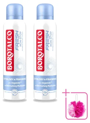 Obrázok produktu pre 2 x Deodorant Borotalco Fresh Non-Stop vo spreji - 150 ml - Balenie obsahuje 2 kusy