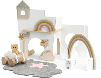 Produktbild von Micki Holzspielzeug Regenbogenhaus pädagogisch 18-teilig bunt