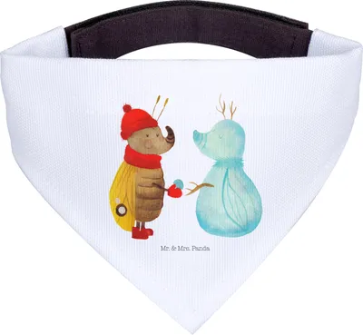 Produktbild von Mr. & Mrs. Panda Hunde-Bandana Nachtfalter Schneemann - Weiß - Geschenk, Dreieckstuch, Winter, Weihnachten, Hunde Halstuch, Schnee, Bandana, Weihnachtsgruß, Hund, für