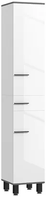 Produktbild von Badezimmerschrank mit 2 Schr?nken mit verstellbaren Einlegeb?den und einer Schublade, 34 x 32 x 190 cm, wei?