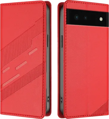 Image de Étui pour Google Pixel 6, étui portefeuille en cuirPolyuréthaneavec fente pour carte et fonction stand Rot