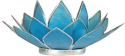 Immagine prodotto di Chakra della luce atmosferica del loto 5 finiture blu argento - 13,5 cm