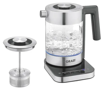 Produktbild von Graef WK350, 1 l, 2000 W, Schwarz, Edelstahl, Transparent, Glas, Wasserstandsanzeige, Überhitzungsschutz