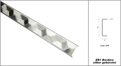 Produktbild von 2m Fliesenbordüren Fliesenleiste, langlebig & rostfrei als optische Unterteilung von Fliesen
