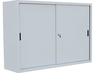 Produktbild von Schiebetürenschrank Aktenschrank Sideboard aus Stahl Grau 109x160x45cm 550150