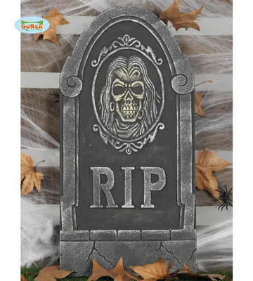Obrázek produktu pro Náhrobní kámen s lebkou a nápisem - RIP - HALLOWEEN