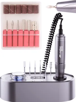 Image de MalTec Fraiseuse à ongles manucure pédicure Set de fraises 24W 40000tr/min. Twist Lock fort, argent