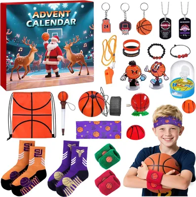 Productafbeelding van Adventskalender 2026 basketbal-sportset voor tieners - 24 dagen basketbalaccessoires en decoraties - Kerstcadeau - L Q