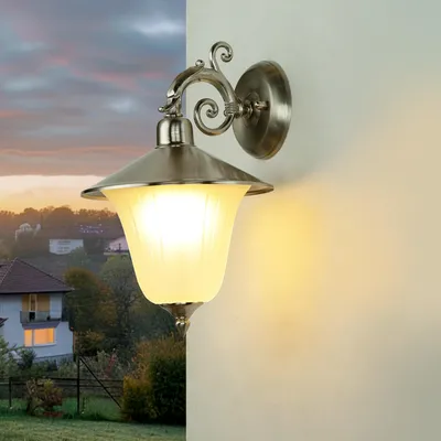 Produktbild von Wandlampe Außen Rustikal Messing Glas blendarm dekorativ E14 Außenleuchte Haus Garten