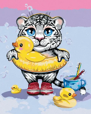 Produktbild von Zuty - Malen nach Zahlen - WEISSER TIGER MIT ENTEN, 40x50 cm, ohne Keilrahmen