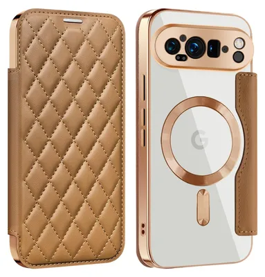 Obrázek produktu pro Pro Google Pixel 9 Pro XL 360° Full Body Magsafe RFID Anti Data Theft Art Kožené pouzdro Brown