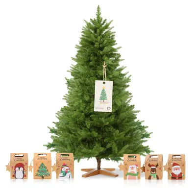 Image de Sapin de Noël Artificiel DEWINNER 180 cm,, Branches PE PVC Réglables, Support en Bois Stabilisé, Extra Dense et Réaliste, Montage Rapide