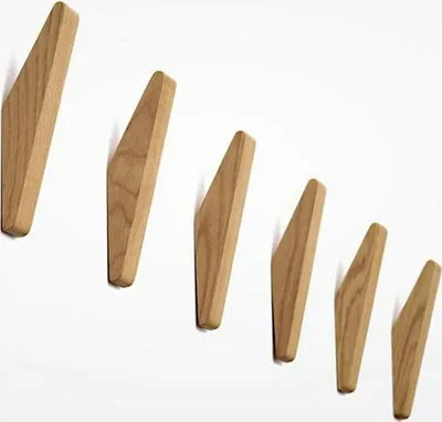 Produktbild von 6 Stück Vintage Holzhaken Holz Haken Tragfähigkeit 5kg, Wandhaken Bademantelhaken Huthaken Kleiderhaken Mehrzweckhaken Schlüsselhaken (B Holzfarbe - 6er Set)