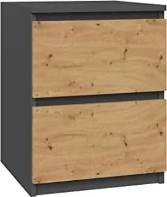 Produktbild von CDF Nachttisch W2 Malwa, Nachtschrank | Farbe: Anthrazit - Eiche Artisan | Ideal für Schlafzimmer, Kinderzimmer, Teenager | Einfache Montage