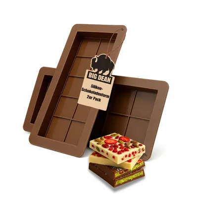 Produktbild von 2er-Set Schokoladenform Silikon - tiefe Schokoladenform für kreative Tafeln, Proteinriegel & DIY Geschenke - Dubai Schokolade Form, hitzebeständig