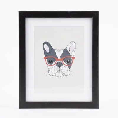 Produktbild von Bilderrahmen mit Bild Hipster Tier mit Brille schwarz beige weiß 23x28x3cm Hund oder Giraffe