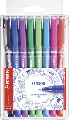 Zdjęcie produktu dla STABILO SENSOR fine, Czarny, Niebieski, Zielony, Liliowy, Różowy, Czerwony, Turkusowy, Drobny, Wielobarwny, Okrągły, Metal, 0,3 mm