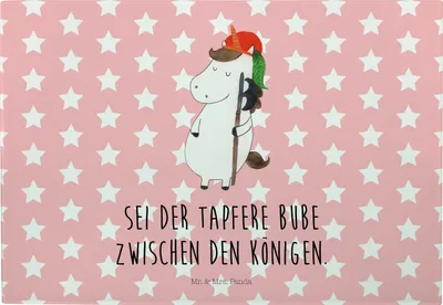 Produktbild von Mr. & Mrs. Panda Schneidebrett Einhorn Junge - Rot Pastell - Geschenk, Hackbrett, Einhörner, Frühstücksbrett, Unicorn, Küchenbrett, vesperbrett, Mittelalter, Bube