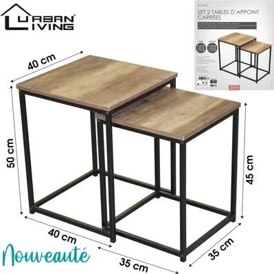 Produktbild von Urban Living Urban living - 2er-Set quadratische Beistelltische aus Holz joya