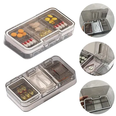Produktbild von 3-in-1 Tablettenteiler Pillendose Zerkleinerer Grau 1 Packung