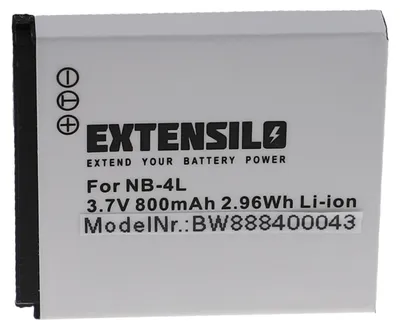 Produktbild von EXTENSILO Akku kompatibel mit Canon Digital Ixus 110 is, 30, 255 HS, 115 HS, 40, 117 HS, 50, 120 IS, 230HS, 130, 220HS Kamera (800 mAh, 3,7 V, Li-Ion)