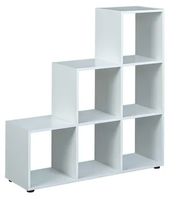 Bücherregal, weiß, 6 Fächer, Raumteiler