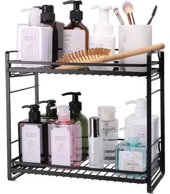 Immagine prodotto di Scaffale da cucina a 2 ripiani - Metallo - 33 x 16,5 x 30,5 cm - Nero - Per bagno e cucina