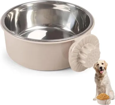 Produktbild von Futternapf für Haustiere, herausnehmbarer Edelstahlnapf, Abnehmbarer Hundenapf für Hunde, Katzen, kleine Tiere (grau)
