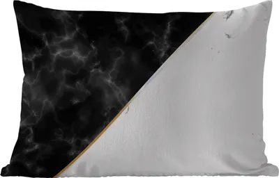 Produktbild von MuchoWow® Outdoor Kissen - Marmor - Weiß - Schwarz - Gold - 60x40 cm - Wetterfest - Lounge Kissen - Zierkissen - Kissen für Innenräume