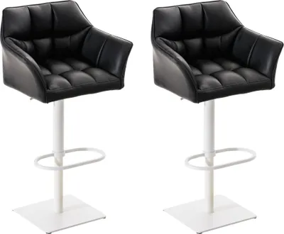 Produktbild von CLP 2er Set Barhocker Damaso Kunstleder drehbar und höhenverstellbar schwarz Gestell Farbe weiß