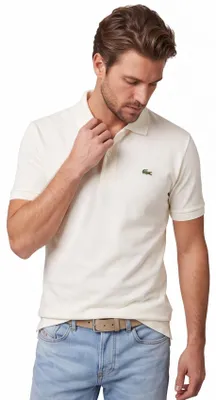 Produktbild von Lacoste Polo beige Baumwolle normale Passform einfarbig