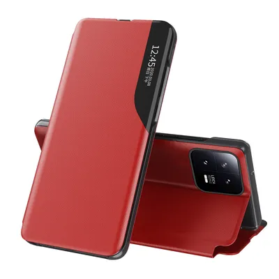 Obrázek produktu pro Flipové pouzdro pro Xiaomi 13 Pro,Polyuretankůže pouzdro s okénkem a funkcí stojánku červené