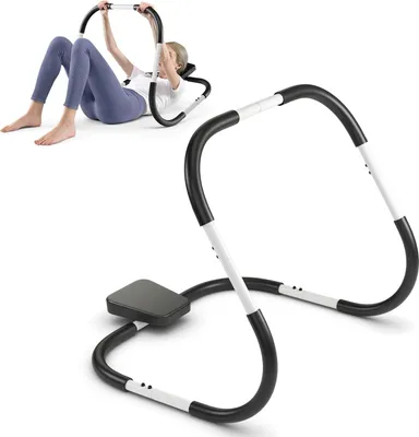 Produktbild von GOPLUS Bauchmuskeltrainer, AB Roller Bauchtrainer mit gepolsterter Kopfstütze, Sit Up Trainingsgerät tragbar aus Stahl, Fitnessgerät 73 x 73 x 64 cm, Weiß