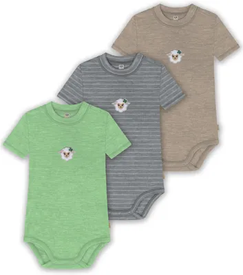 Produktbild von normani 3er Set Baby Body Kurzarm aus Wolle für Junge und Mädchen