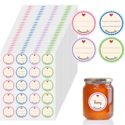 Immagine prodotto di Etichette adesive per marmellata vasetti - Ø 38 mm - 600 pezzi - Quattro colori - Adesive e rimovibili