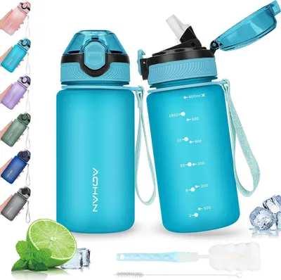 Obrázok produktu pre Fľaša na pitie AOHAN 600ML s nepriepustným flip-top viečkom a slamkou