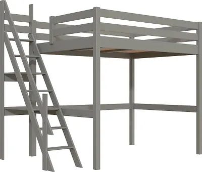Produktbild von Hochbett 140x200 aus holz Sylvia mit Mülertreppe - Grau