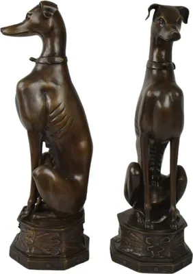 Obrázok produktu pre Casa Padrino bronzové dekoratívne sochy psy bronzové farby 23 x 23 x v. 82 cm - Bronzové dekoratívne figúrky - doplnky pre hotely a reštaurácie
