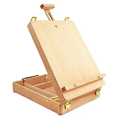 Produktbild von Tischstaffelei aus Buchenholz mit Schublade – Desktop-Malstaffelei für Kinder & Erwachsene, Künstler, Anfänger – Skizzenkasten-Malset